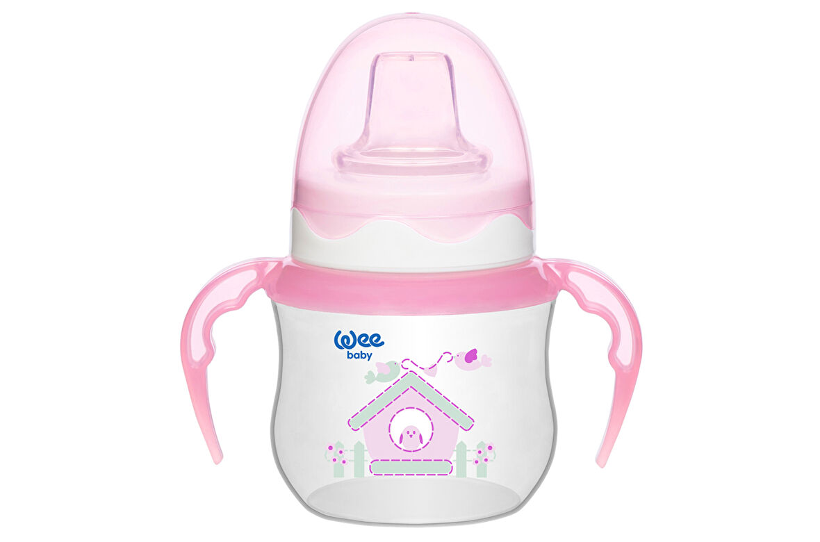 Wee Baby Akıtmaz Kulplu Bardak 250ML PP (Antikolik) (Kod:754) - Pembe