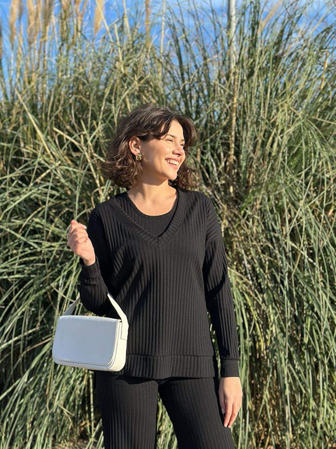 Livizmir Moda Kadın Yaka Detaylı Fitilli Kaşkorse üçlü Takım