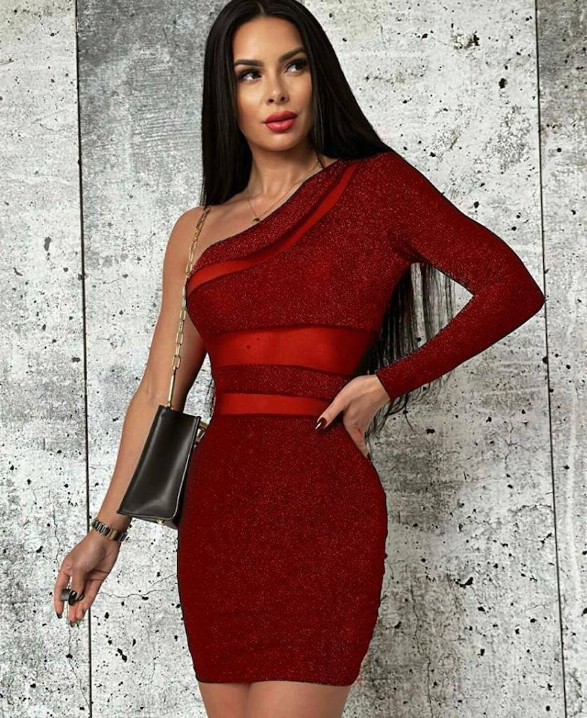 Livizmir Moda Kadın Omuz Dekolteli Beli Tül Detay Fırsat ürün Mini Elbise