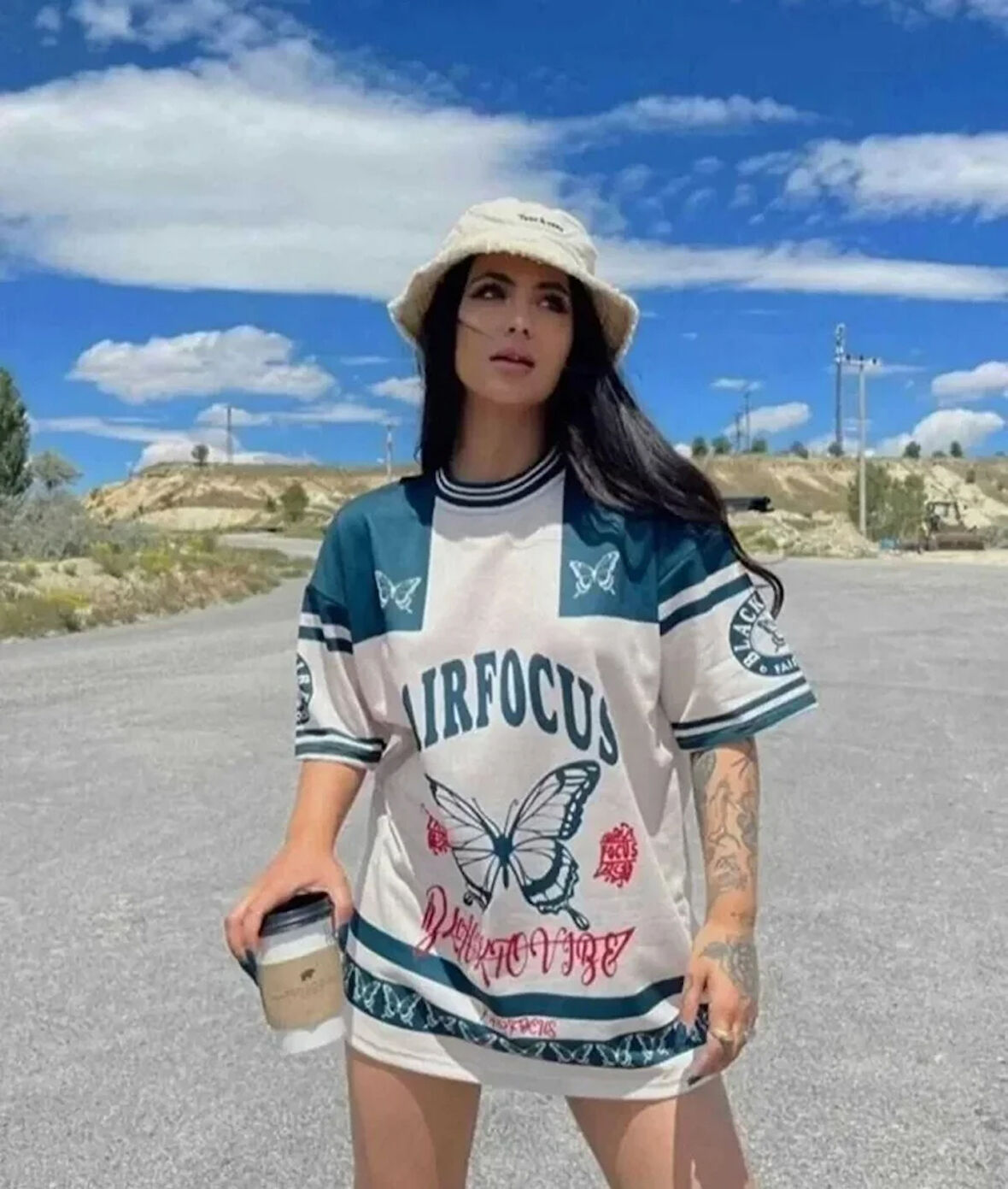 Livizmir Moda Dijital Baskılı Tshirt - Mavi