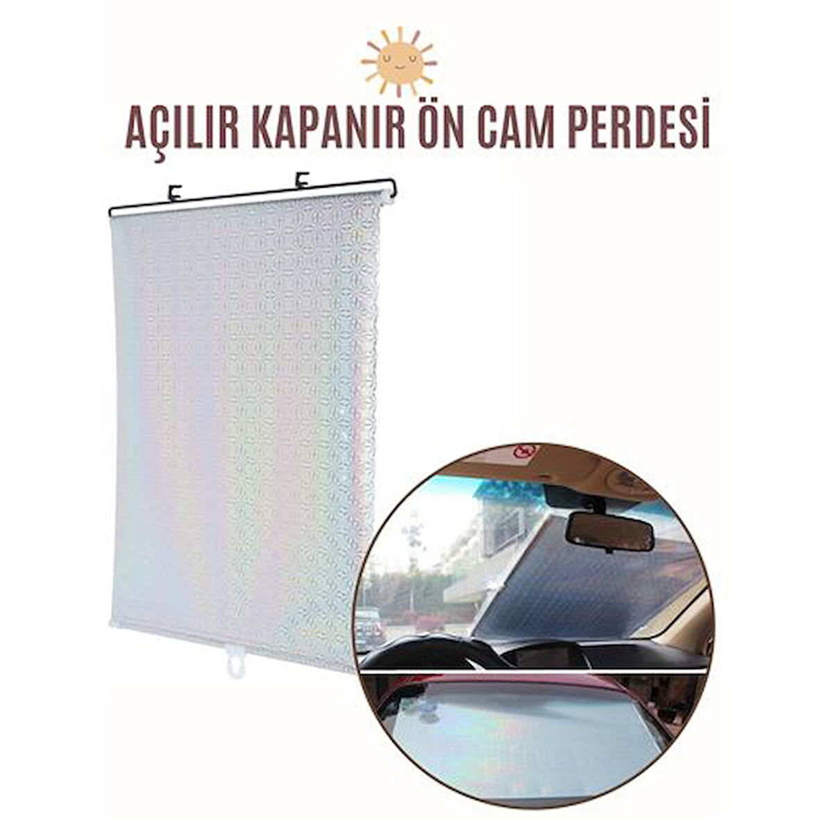Aynalı Yansıtıcılı Açılır Kapanır Ön Cam Perdesi