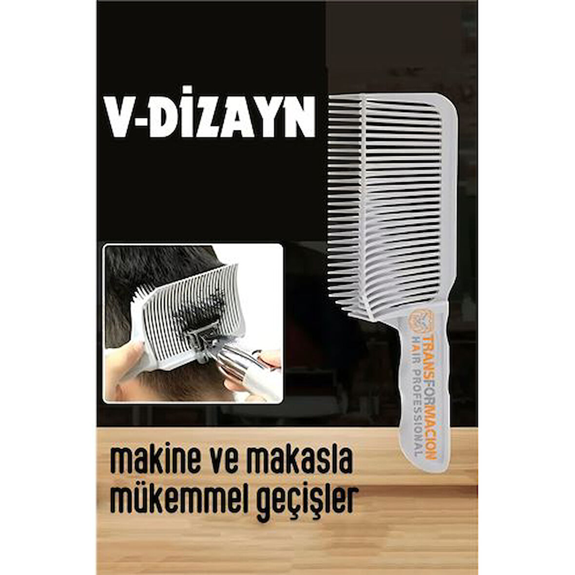 Kuaför Berber V Dizayn Kavisli Kontur Kesim Tarağı