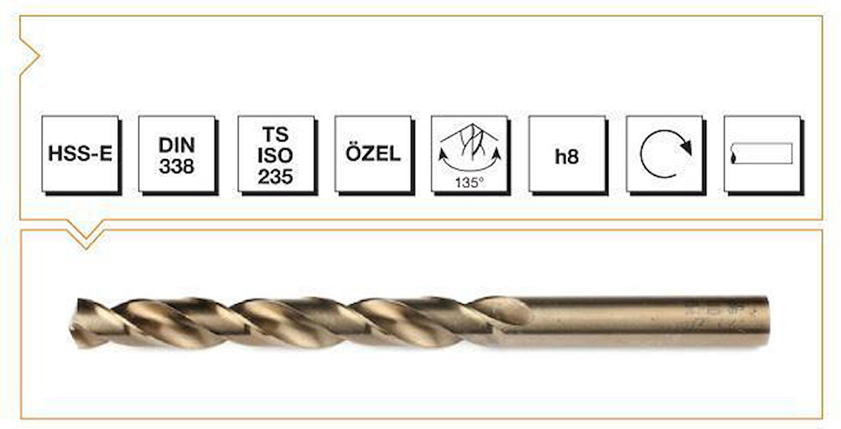 Makina Takım HSS-E Altın Seri İnox Delme Matkap Ucu 3 mm