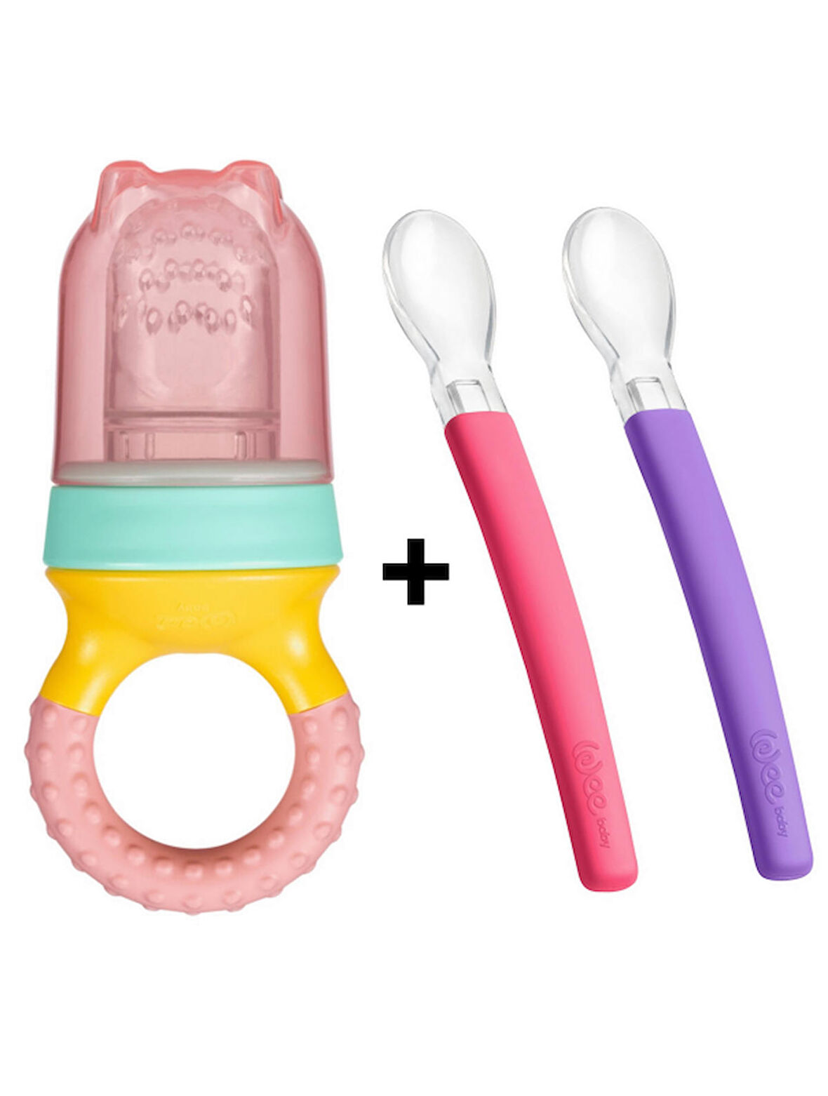Wee Baby Beslenme Seti(2'li Silikon Kaşık+Meyve Süzgeci)
