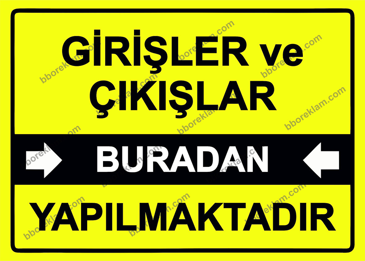 Girişler ve Çıkışlar Buradan Yapılmaktadır Uyarı Levhası