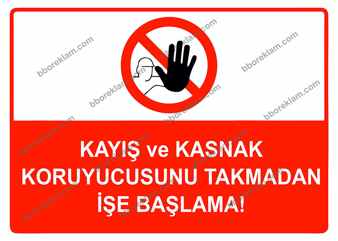 Kayış ve Kasnak Koruyucunu Takmadan İşe Başlama Uyarı Levhası