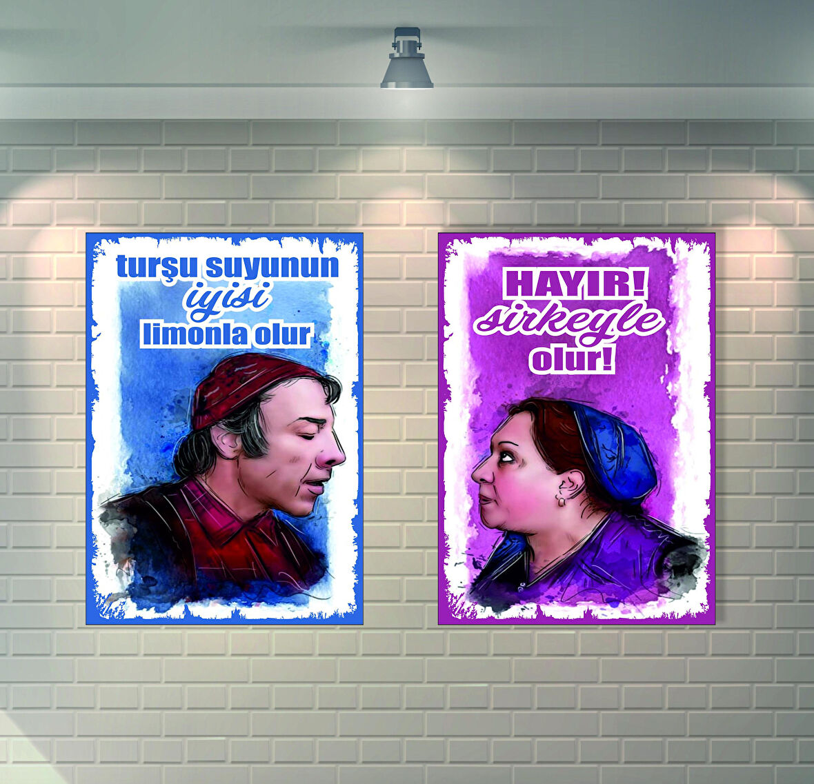 Neşeli Günler Adile Naşit ve Münir Özkul Retro Ahşap Poster