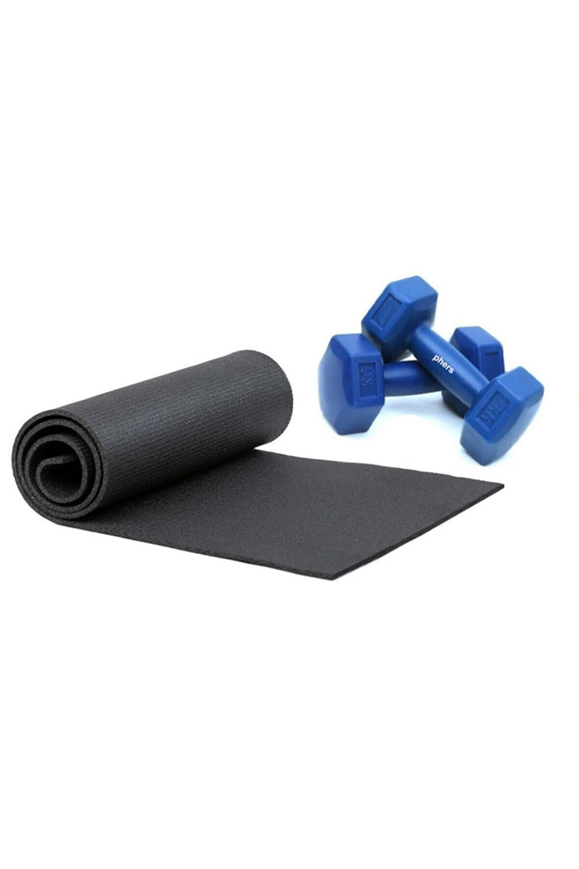 Siyah Pilates Matı Ve Dambıl Set - 2 X 1 Kg Dambıl Ve Pilates Minderi Seti