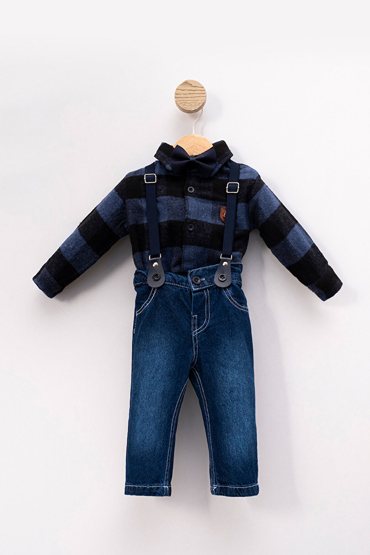 Papyonlu Şık Bebek Alt Üst Takım-Mavi | 18-24 ay