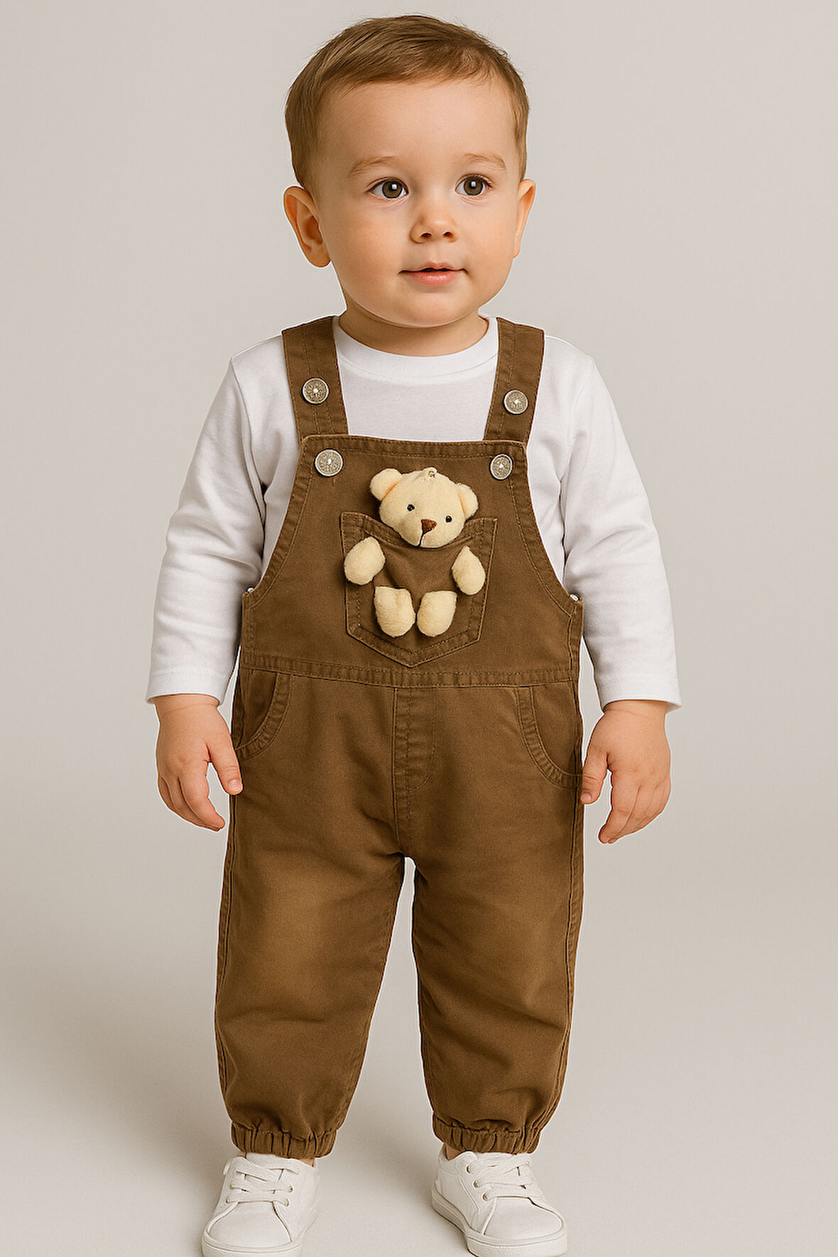 Oyuncak Görselli 2'li Bebek Slopet Takım-Kahverengi | 2 Yaş