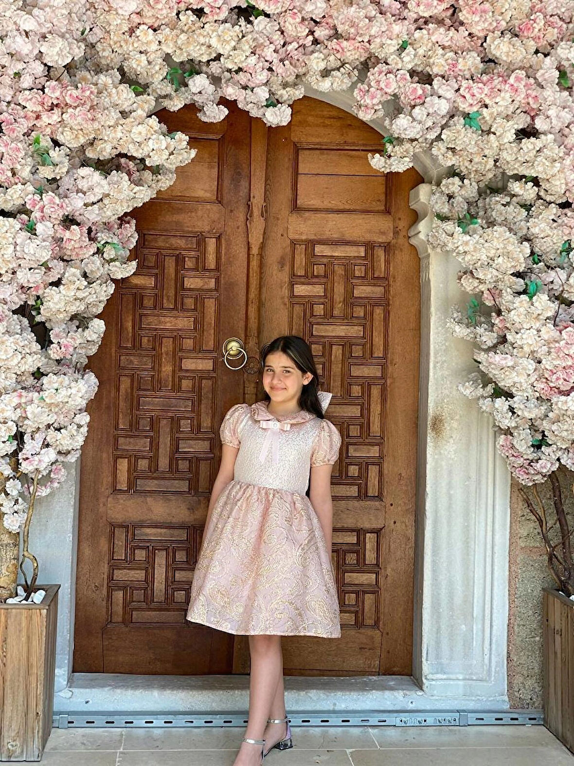 Kız Çocuk Eteği Kabarık Doğum Günü Bayramlık Abiye Pudra Pembe Elbise