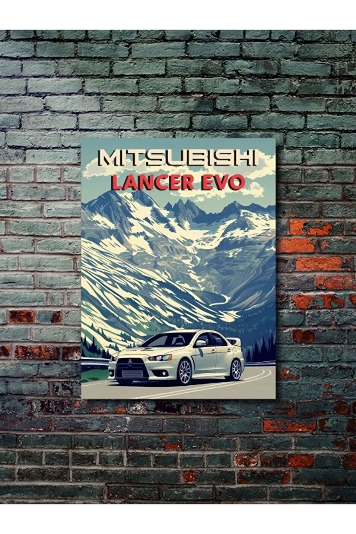 Mitsubishi Lancer Evo, Eşsiz Tasarım Otomobil Posterleri, Özel Tasarım Kağıt Poster