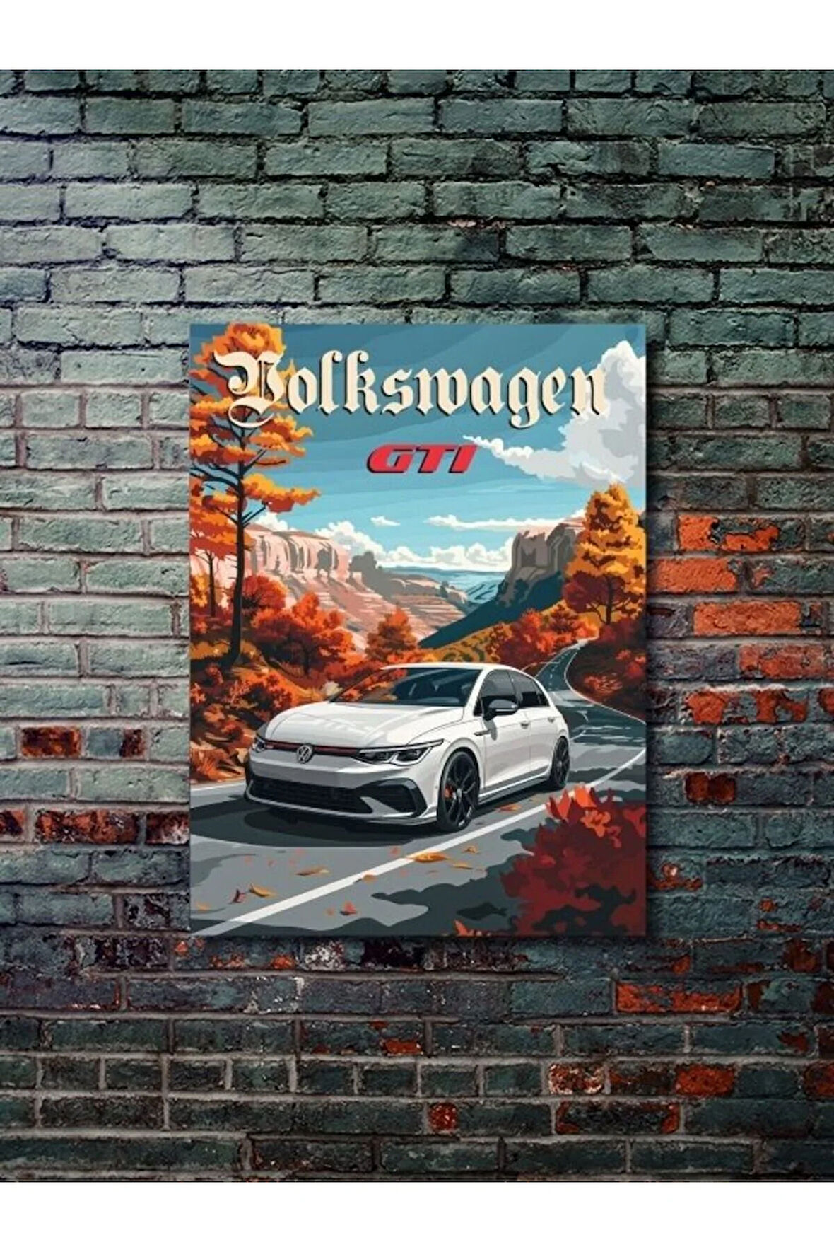 Volkswagen Golf GTI, Eşsiz Tasarım Otomobil Posterleri, Özel Tasarım Kağıt Poster