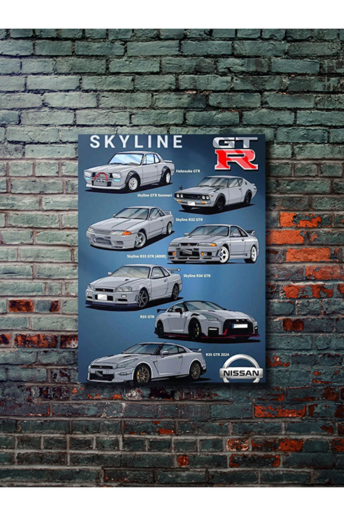 Nissan Skyline Series, Eşsiz Tasarım Otomobil Posterleri, Özel Tasarım Kağıt Poster