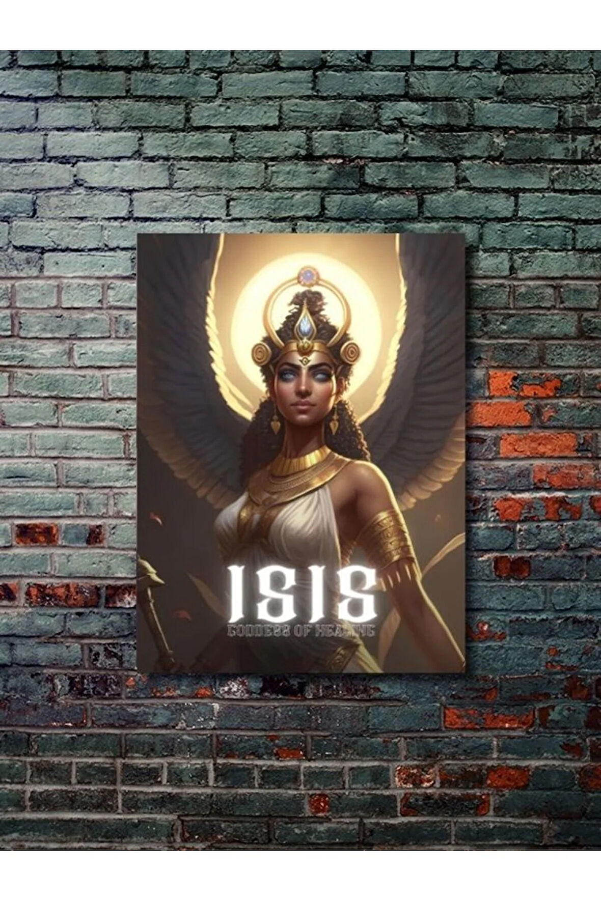 İsis - Eşsiz Tasarım Mısır Tanrıları, Mitoloji, Karakter Posterleri, Özel Tasarım Kağıt Poster,