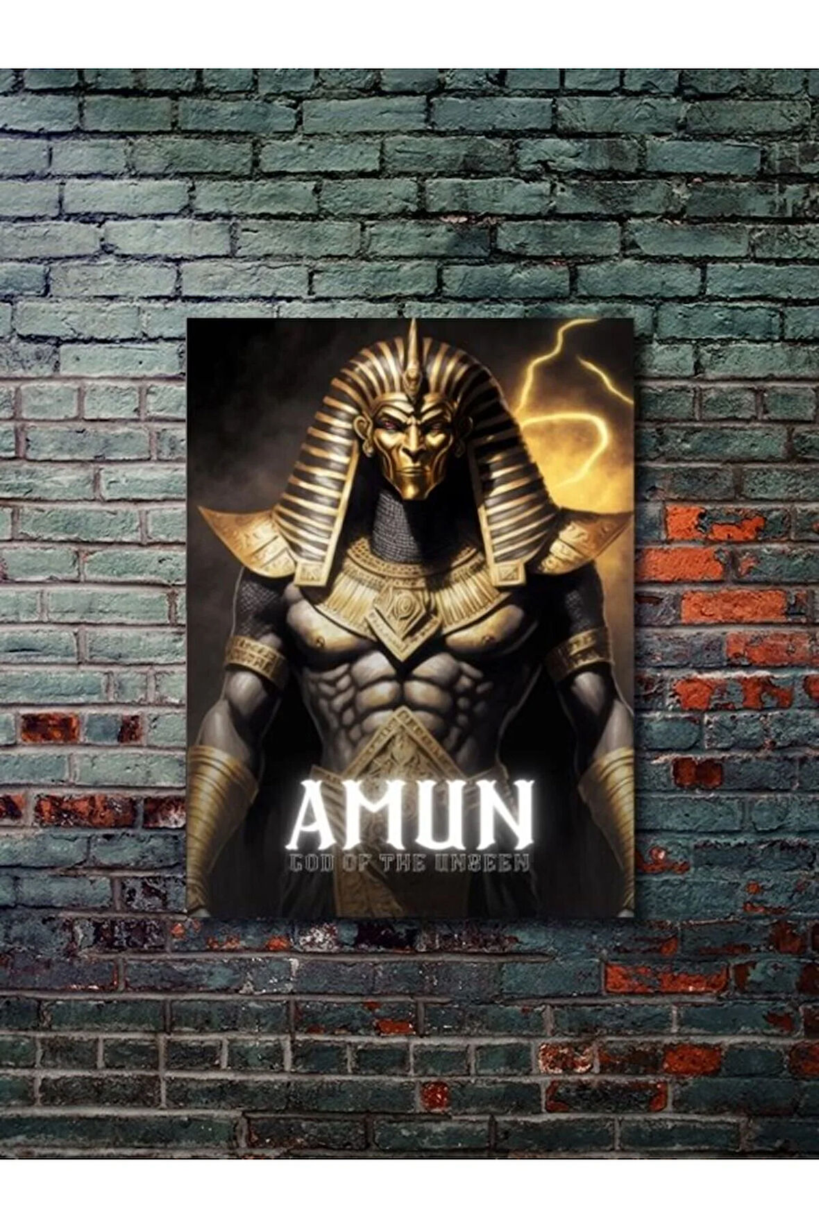 Amun - Eşsiz Tasarım Mısır Tanrıları, Mitoloji, Karakter Posterleri, Özel Tasarım Kağıt Poster,