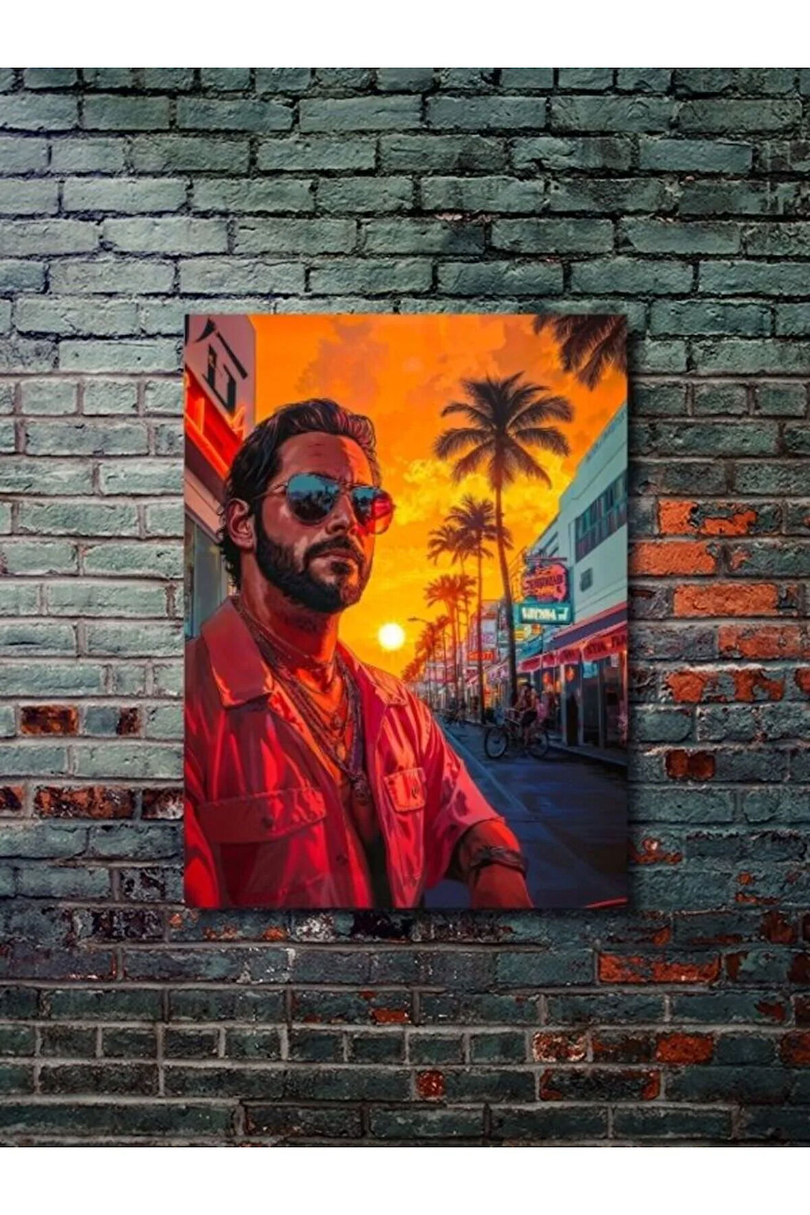 Miami Vice - Özel Tasarım Kağıt Poster, Eşsiz Tasarım Tarih, Mitoloji, Karakter Posterleri,