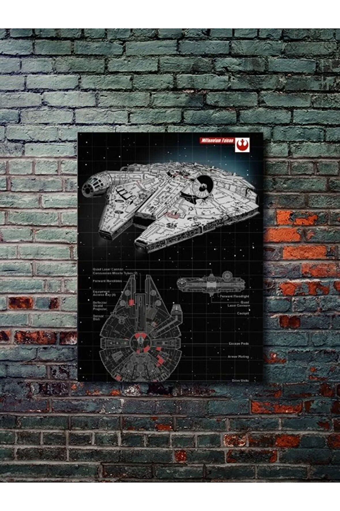 Millennium Falcon - Star Wars - Gemi Şemaları - Film & Dizi Posterleri, Özel Tasarım Kağıt Poster