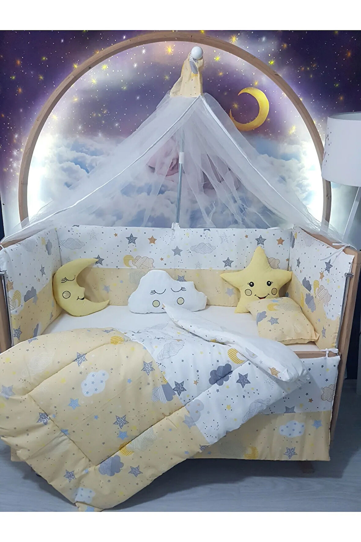 60x120 Rüya Serisi Bebek Uyku Seti Sarı (CİBİNLİK VE APARAT DAHİL)