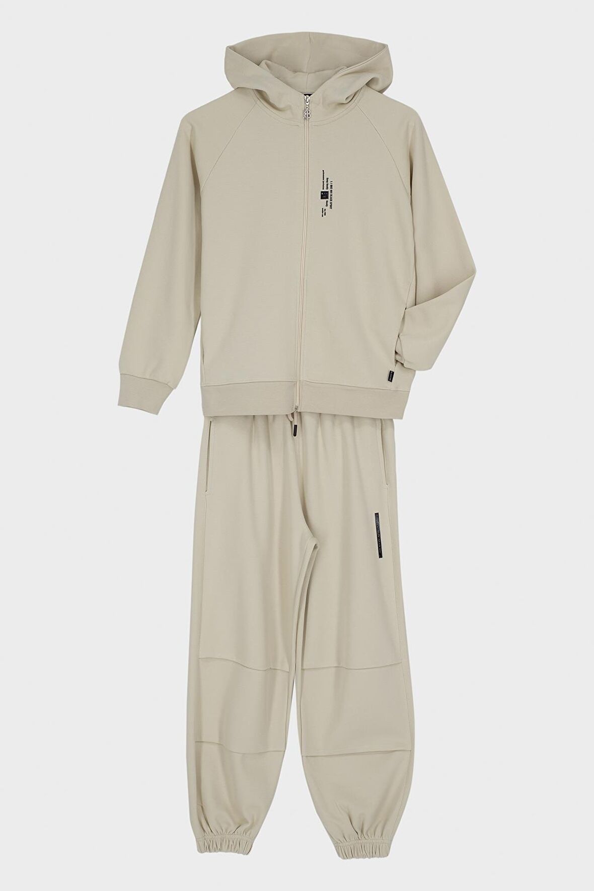 Kapüşonlu Baskı Detaylı Pike Kumaştan Erkek Çocuk Eşofman Takımı