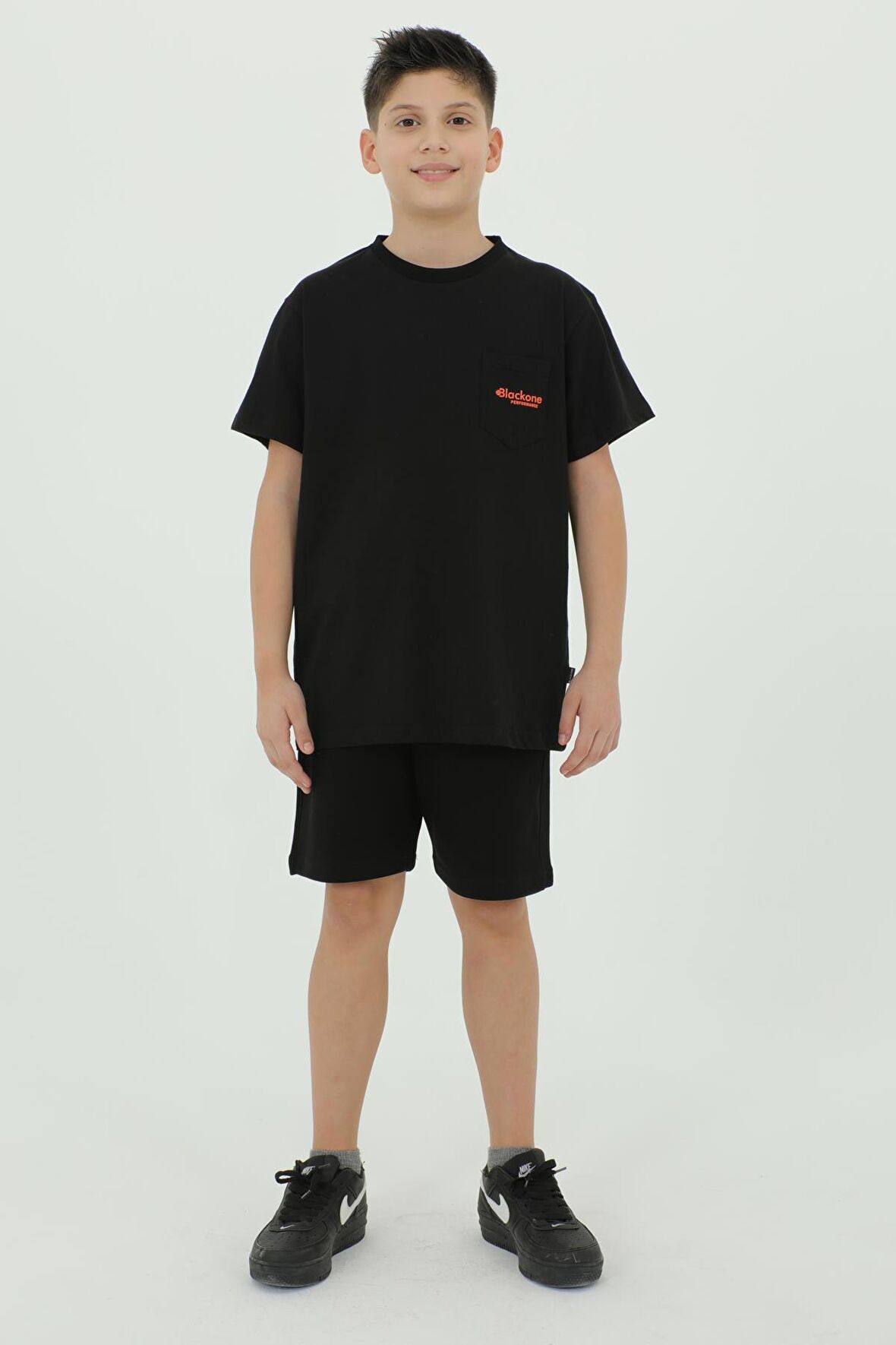 Bisiklet Yaka Baskılı t-shirt Ve Şort Alt Üst İkili Takım