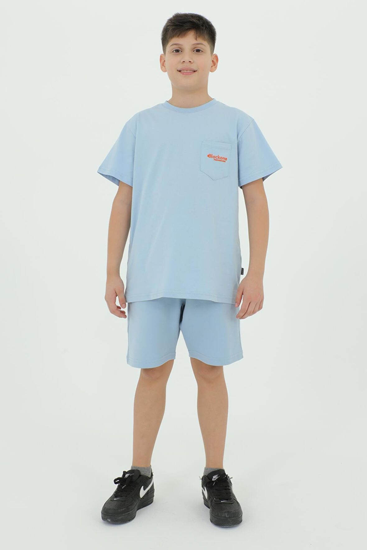 Bisiklet Yaka Baskılı t-shirt Ve Şort Alt Üst İkili Takım