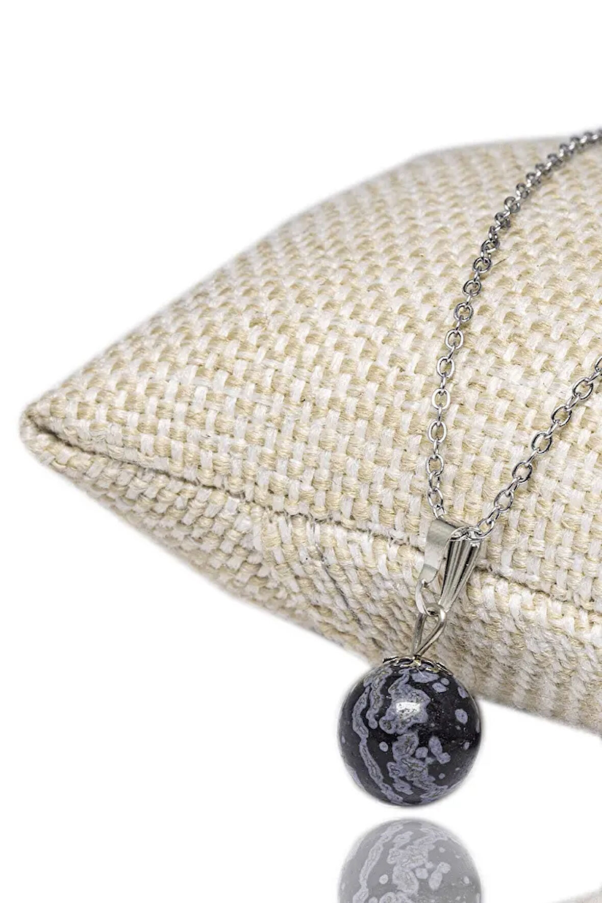 Sertifikalı Doğal Karlı Obsidyen Taşı Kolye