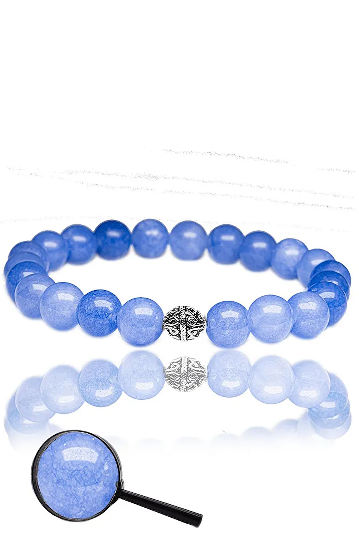 Sertifikalı Angelit Taşı Bileklik (8 Mm) Melek Taşı