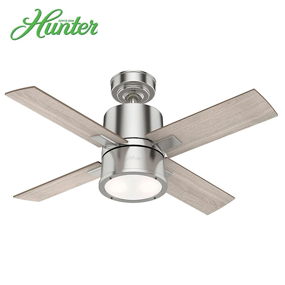 Hunter - Beck Fırçalanmış Nikel - 107 Cm. Aydınlatmalı Uzaktan Kumandalı Tavan Vantilatörü