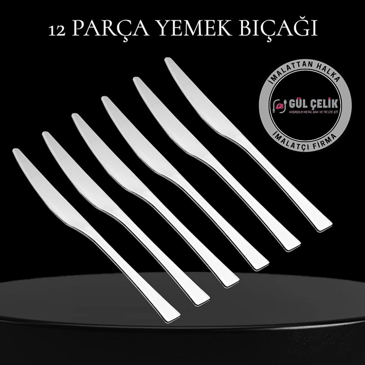 Yemek Bıçağı 12 Parça 12 Kişilik 18/0 Kalite 3 MM Kalınlık