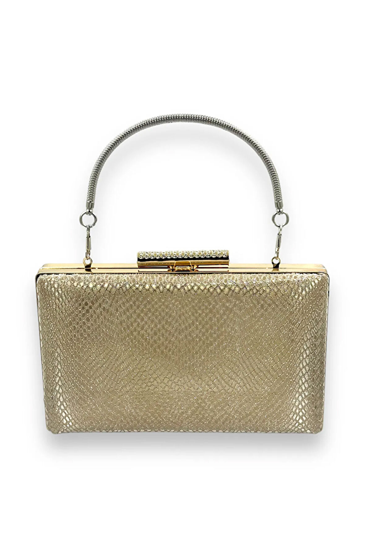 Altın Gold Renk Lazer Desenli Abiye Çanta Gece Çantası Düğün Nişan Kına Çantası Portföy Clutch