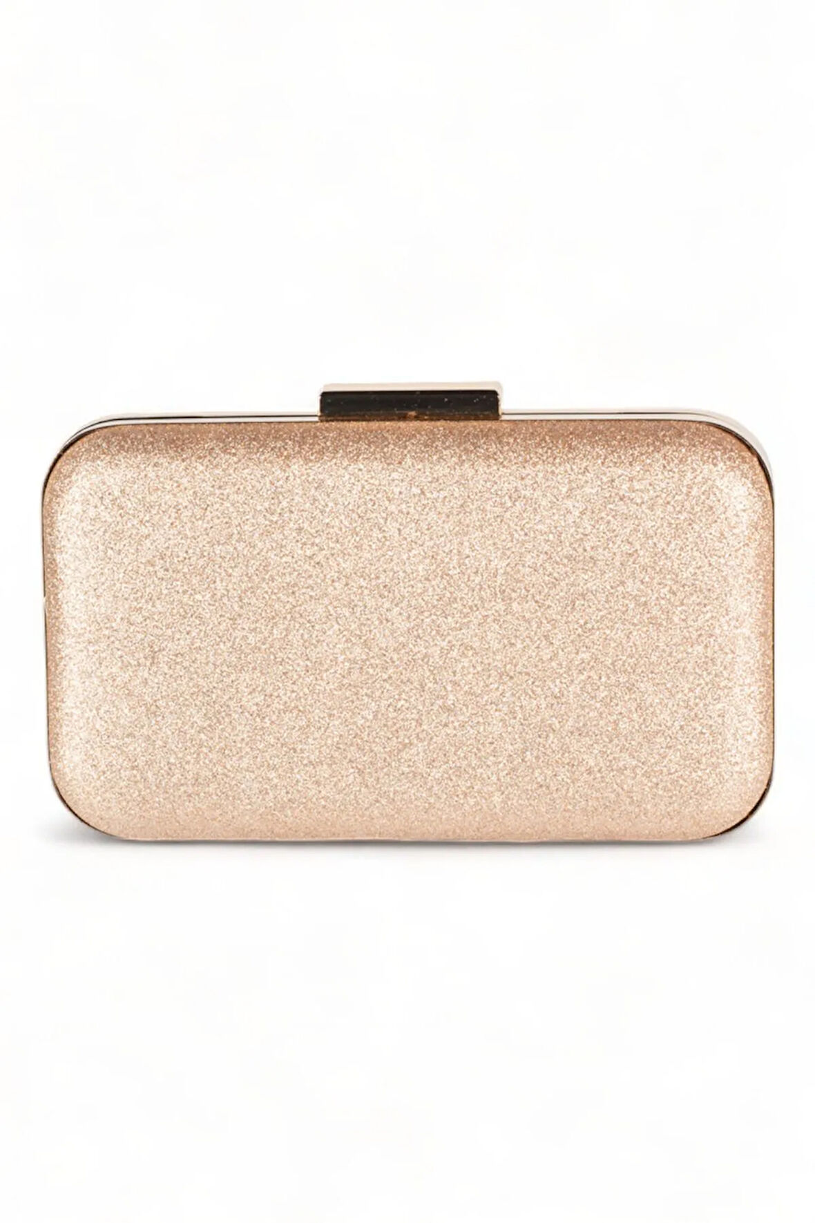 Rose Gold Renk Simli Kumsim Abiye Çanta Gece Çantası Düğün Çantası El Çantası