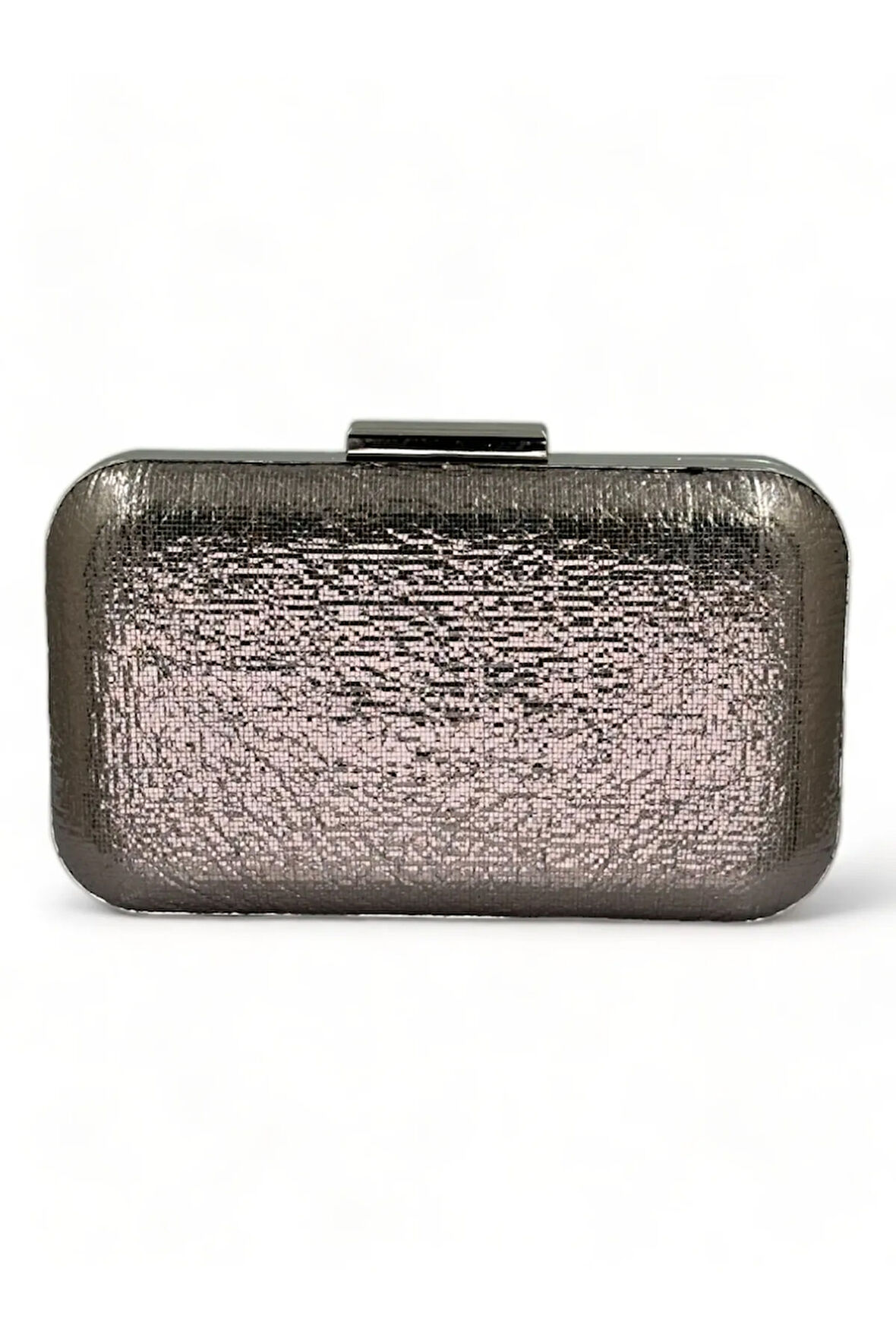 Antrasit Gri Platin Renk Parlak İthal Kumaş Gece Çantası Abiye Çanta Portföy Clutch