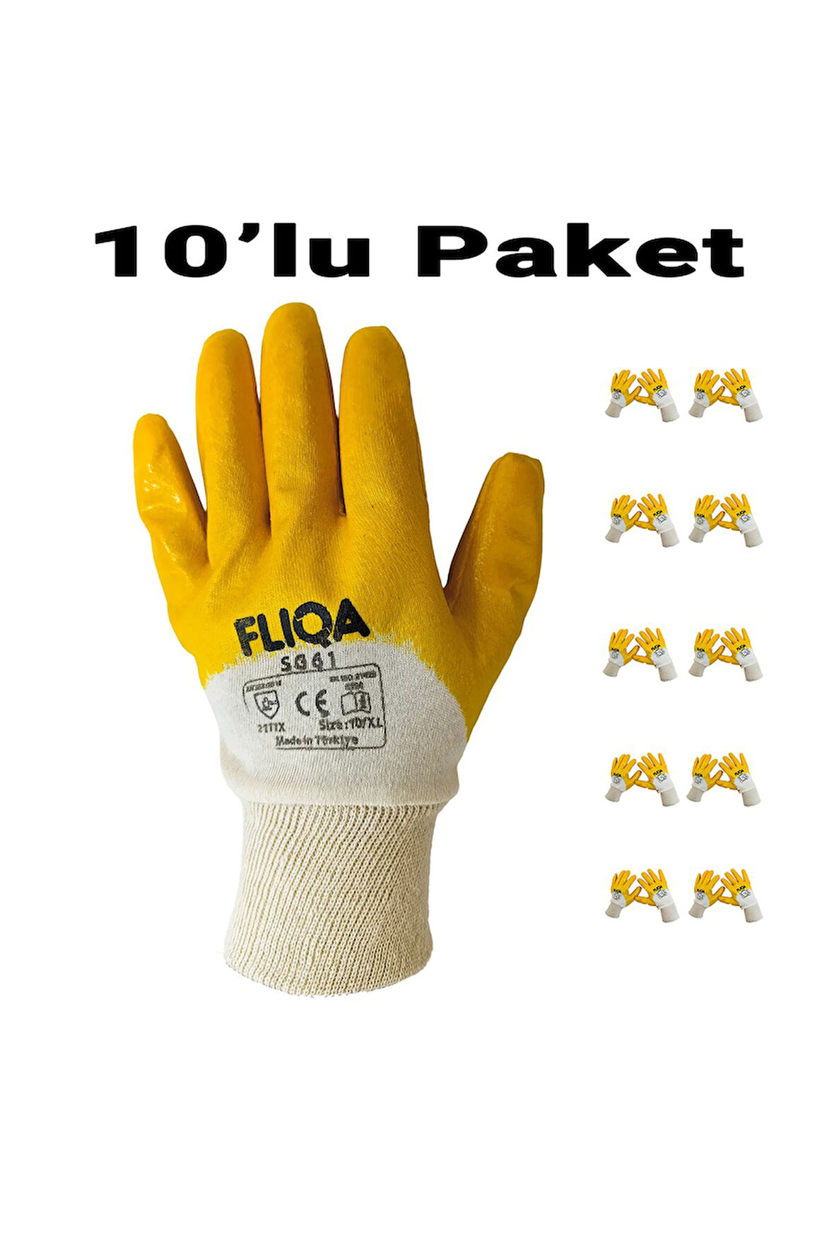 SG61 Nitril Aşınmaya Dayanıklı Mekanik İş Eldiveni 10'lu Paket