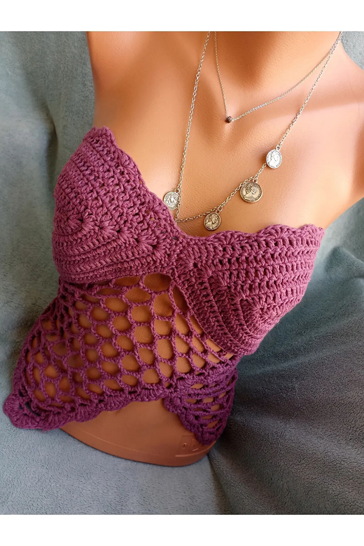 Vip Handmade Bordo Crop Top Büstiyer