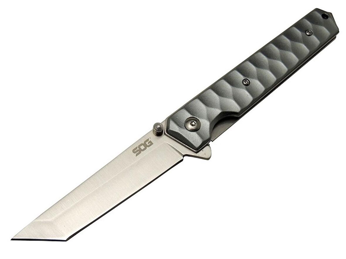 SOG Kendo Tanto 4011 Gri Çakı 21cm - Metal Sap, Otomatik, Kılıflı