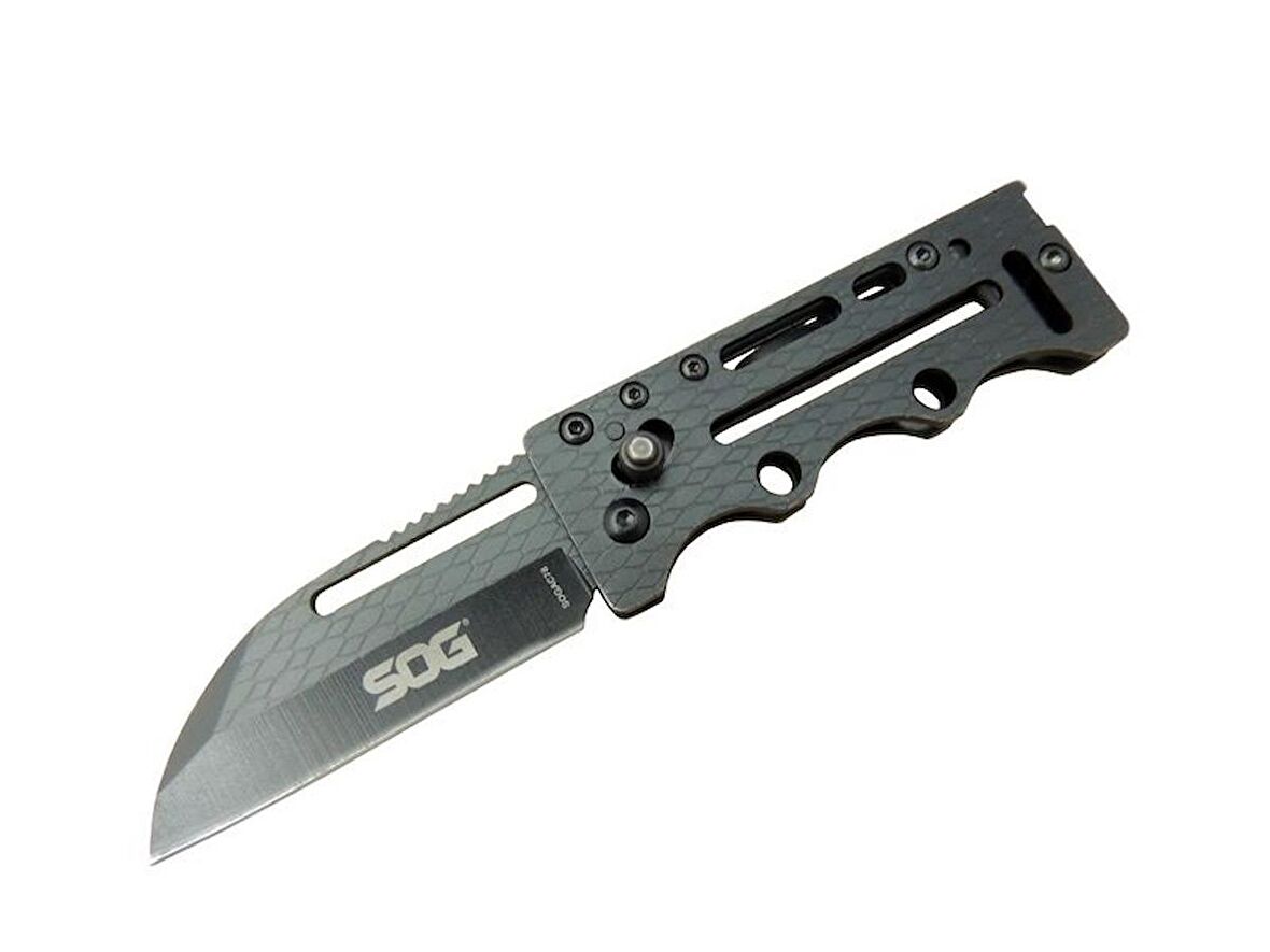 SOG AC78 Siyah Yaprak Kamp Çakı 14,5 cm - Metal Sap, Kılıflı