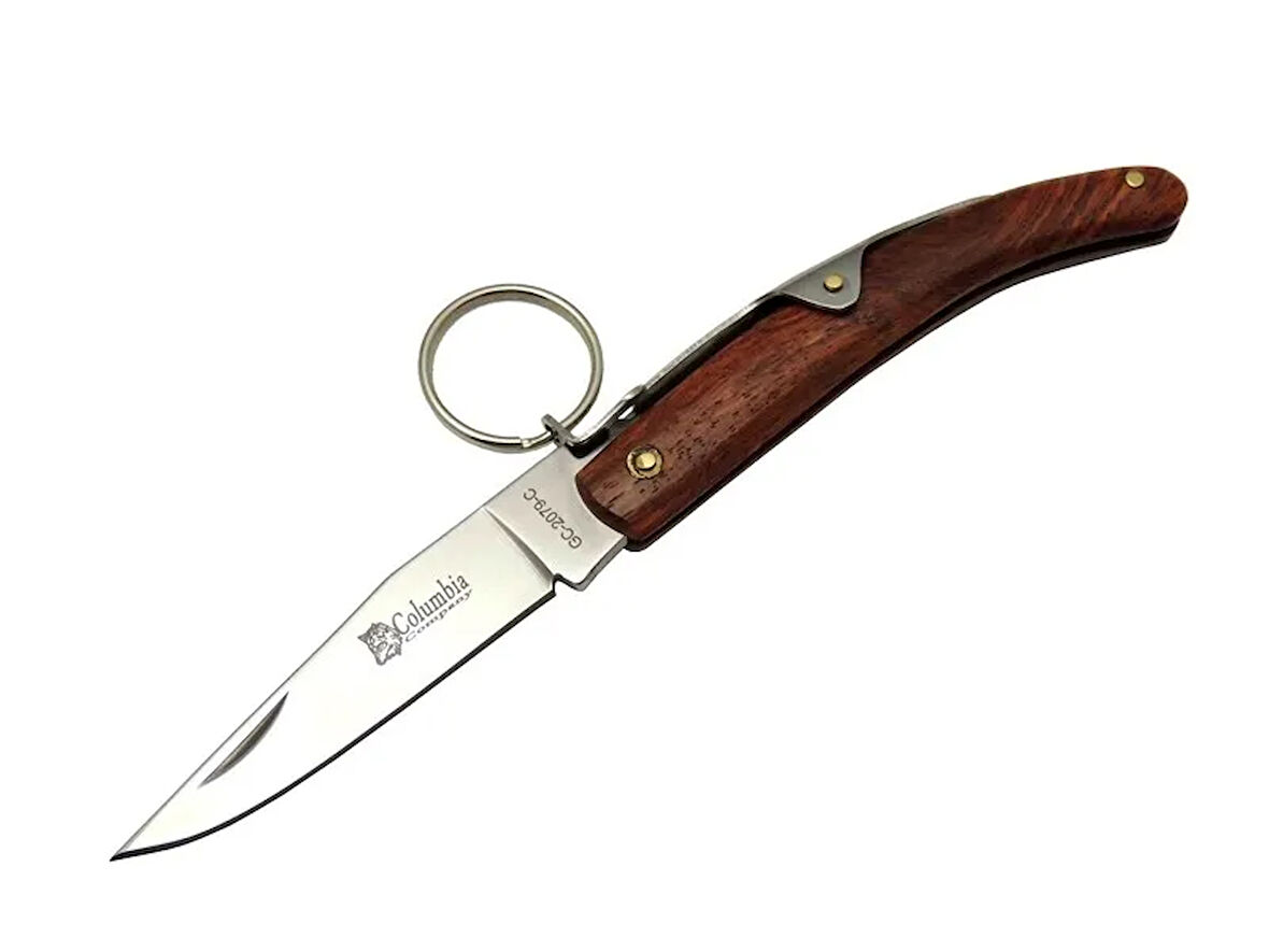 Columbia Okapi GC2079C Kahverengi Kamp Çakı 16,5cm - Manuel, Kemerlikli, Ahşap Sap