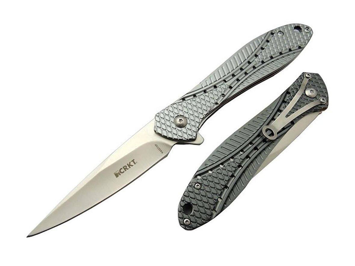 CRKT K455 TPX Sivri Kamp Çakısı  23 cm - Metal Saplı, Otomatik, Kılıflı, Kutulu