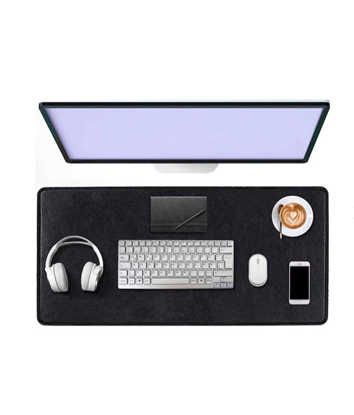 Black Deer Deri Dikişli Kenar Kaymaz Taban Büyük Boy Pürüzsüz Yüzey Çift Yönlü Kullanımlı Mouse Pad 90cm x 40cm