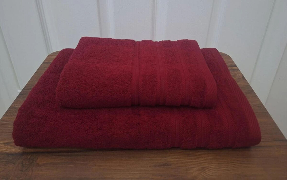 Bordo Renkli %100 Pamuklu Banyo Havlu Seti (70 x 140 cm Banyo Havlusu 50x90 cm Baş Havlusu)