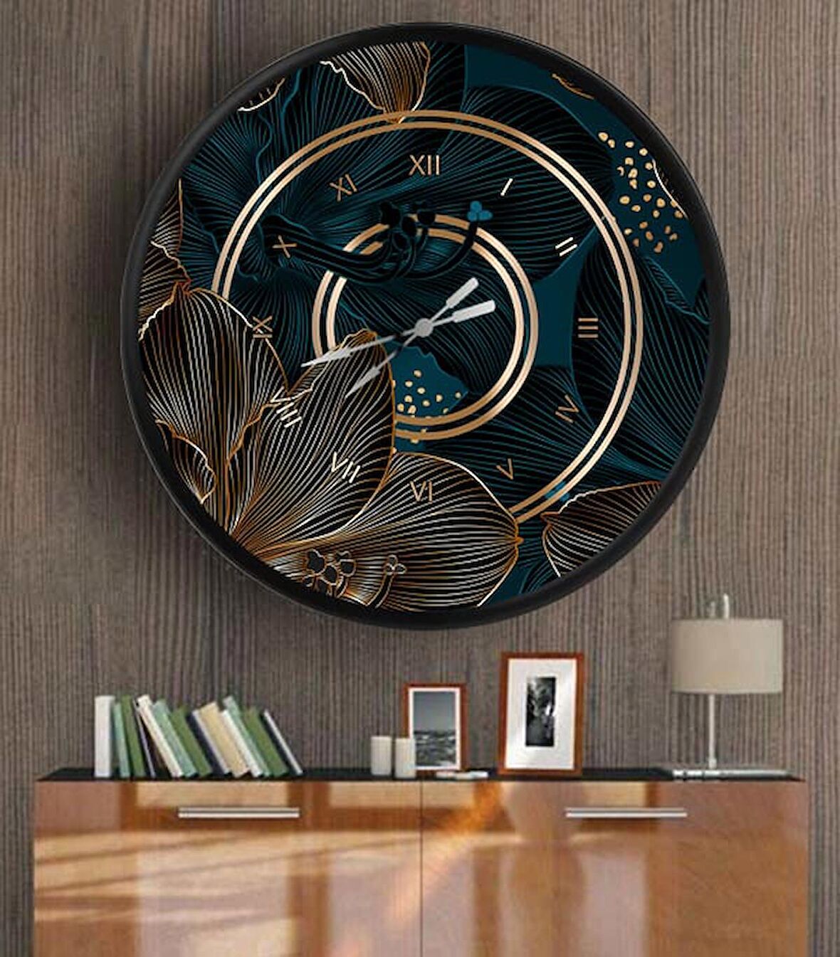 Dekoratif 3D Baskı Yuvarlak Duvar Saati-163