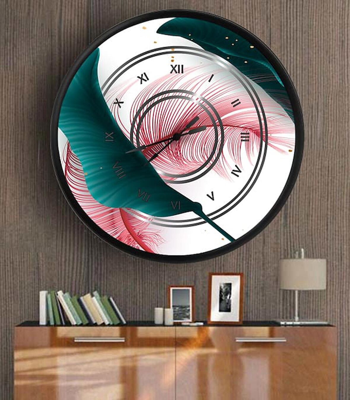 Dekoratif 3D Baskı Yuvarlak Duvar Saati-189