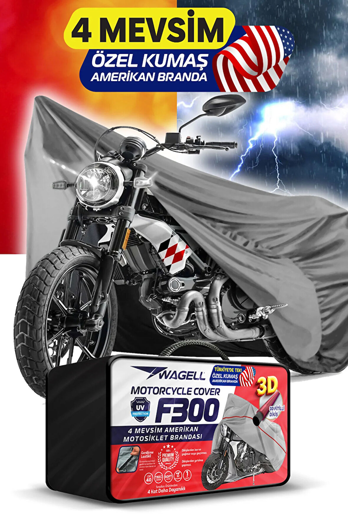 Honda C100 BIZ  Amerikan Fitilli Motosiklet Brandası Çadır Örtü - Miflonlu