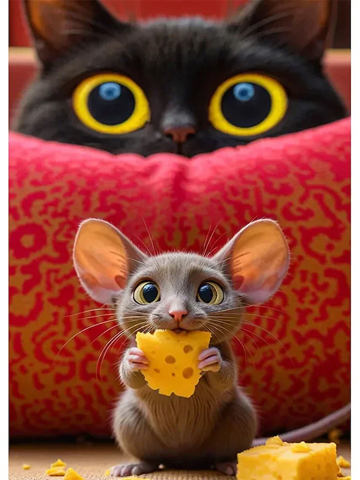 Bedeko Kedi Fare Resimli Ahşap Tablo