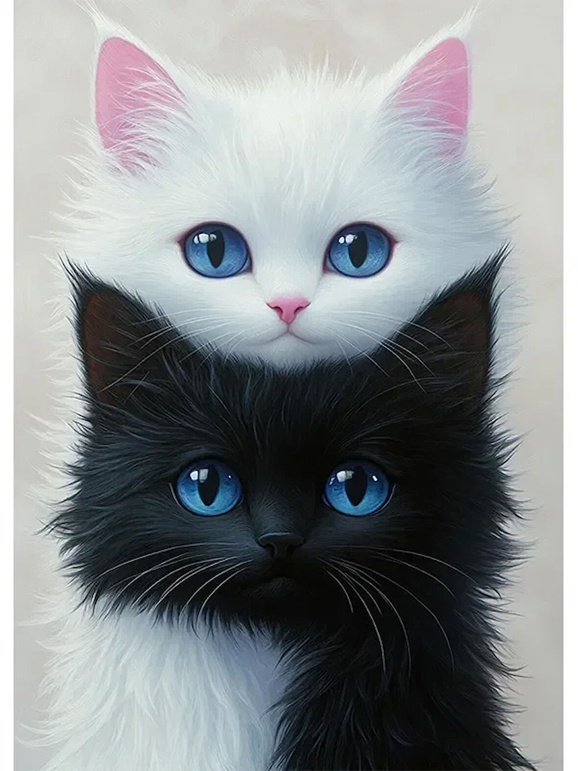 Bedeko Siyah ve Beyaz Kediler Ahşap Tablo