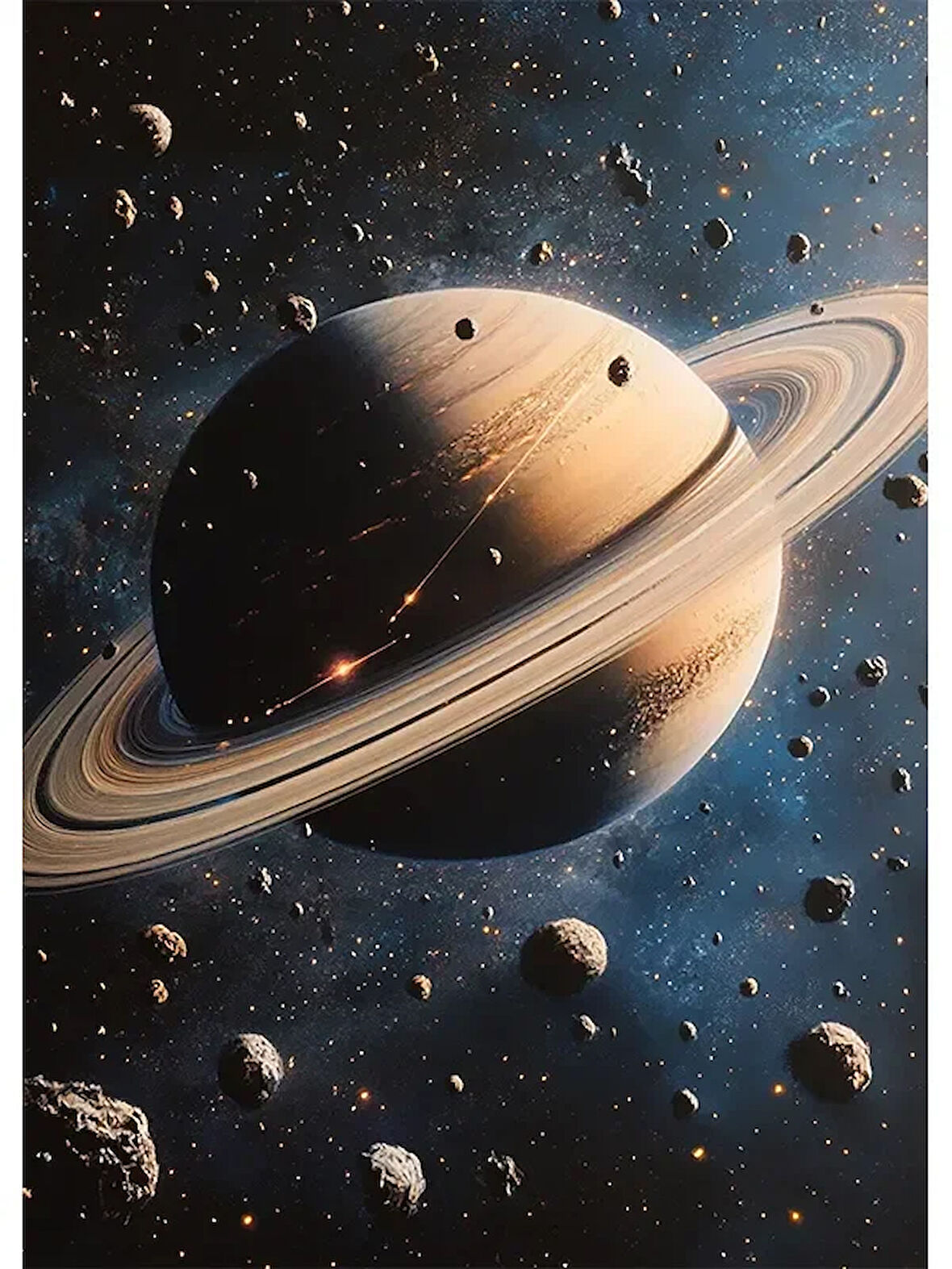 Bedeko Satürn ve Uzay Ahşap Tablo