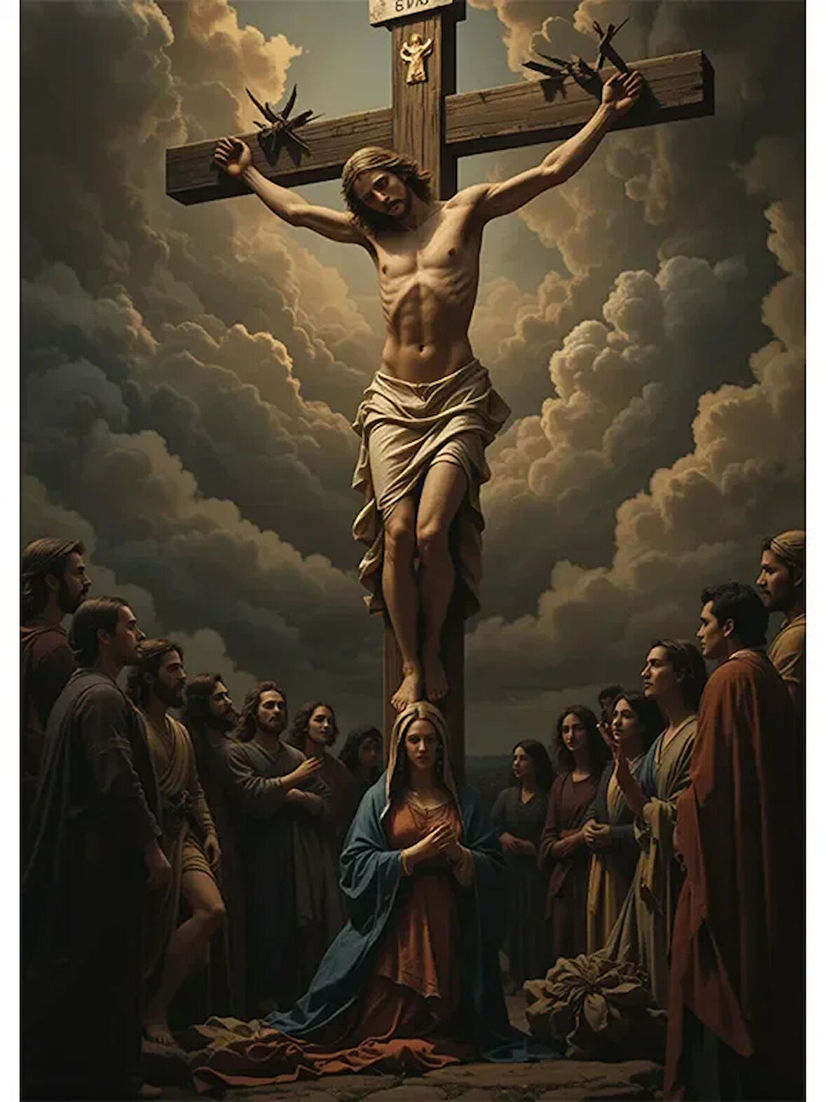 Bedeko Çarmıha Gerilmiş İsa Resmi Ahşap Tablo