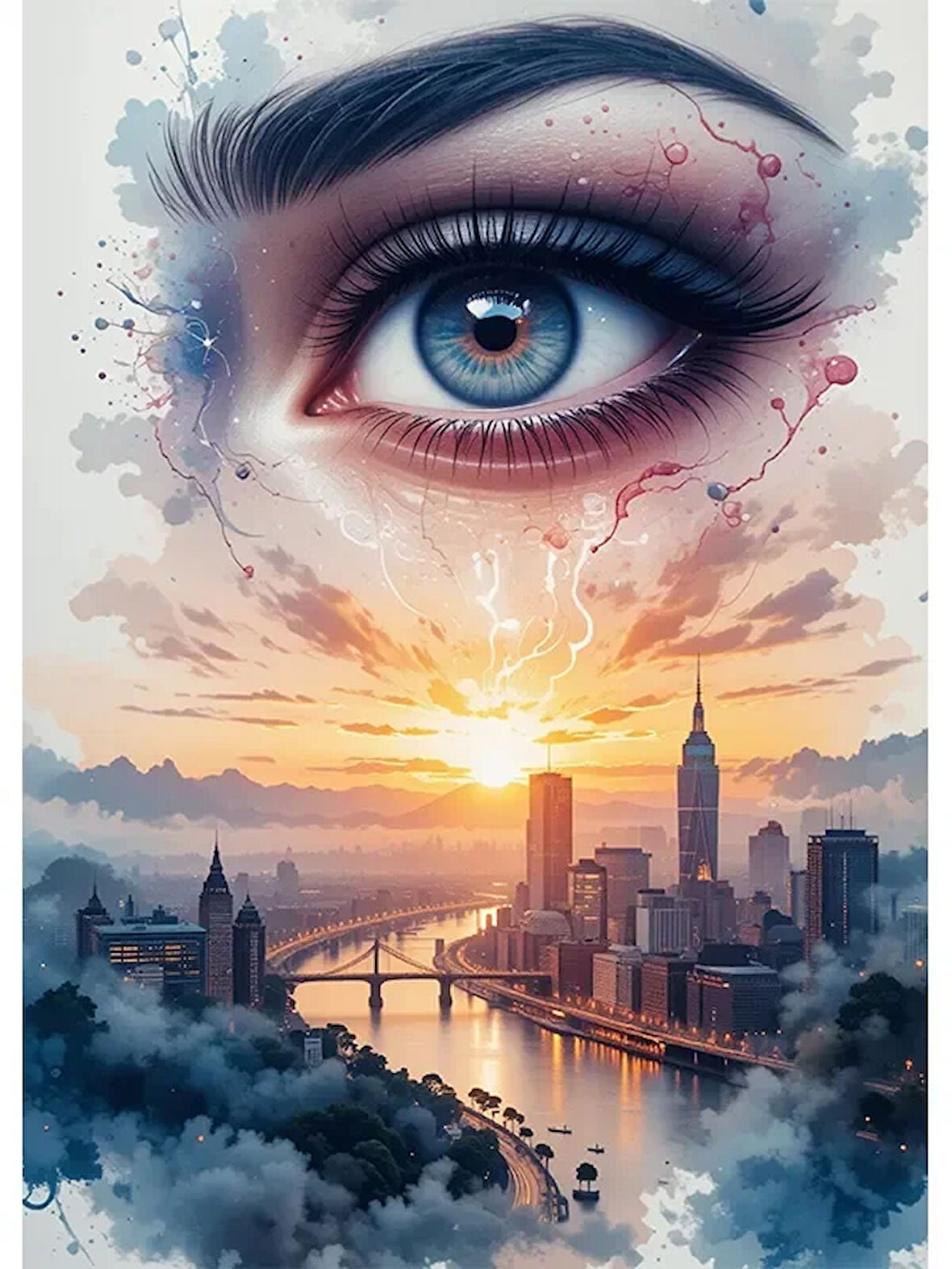 Bedeko Şehir ve Göz Mdf Tablo