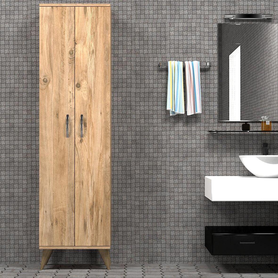 2 Kapılı 49cm Banyo Dolabı Çam - BDL0102